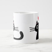 Grande Tasse Chat Kitty Noir au coeur de Valentine (Devant)
