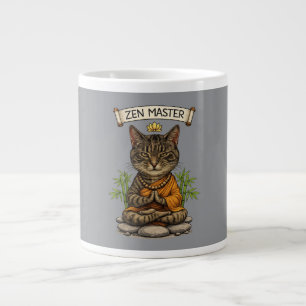 Grande Tasse Chat maître Zen drôle chat gris tabby détendu cade