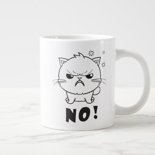 Grande Tasse Chat mignon en colère en train de baiser Non. (Droite)