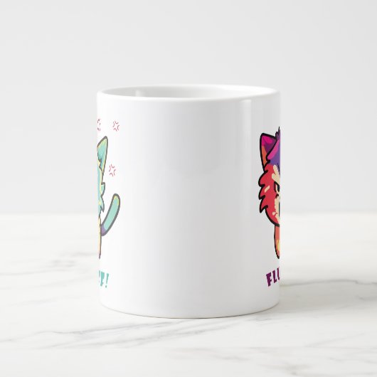 Grande Tasse Chat mignon fâché en train de baiser Fluff Off. (Devant)
