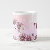 Grande Tasse Chat Mignon Fleurs Roses (Devant)