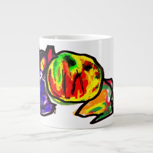 Grande Tasse Chat noir et amusement d'automne (Devant)