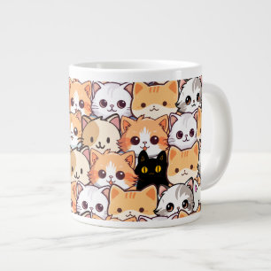 Grande Tasse Chat noir mignon en chats orange animal de compagn