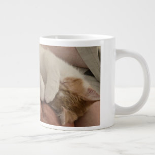 Grande Tasse Chaton roux endormi - orange et blanc