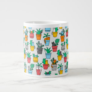 Grande Tasse Chats dans les pots à fleurs