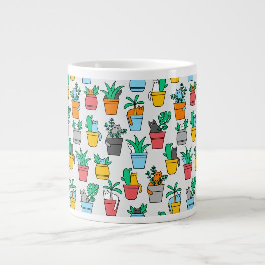 Grande Tasse Chats dans les pots à fleurs (Devant)