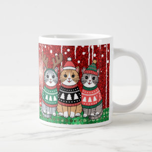 Grande Tasse Chats de Noël mignons Je t'aime Maman