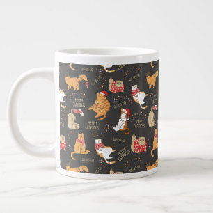 Grande Tasse Chats Festifs avec lumière Motif de Noël