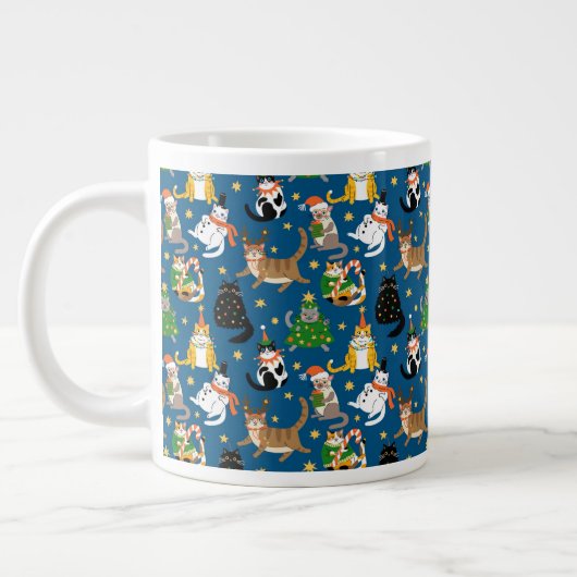 Grande Tasse Chats Festifs en Costumes de Noël Motif (Gauche)