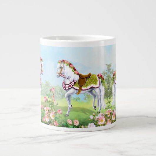 Grande Tasse Cheval de la Parade Rose Rose White Rose (Devant)