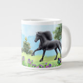 Grande Tasse Cheval friésien noir galopant (Devant droit)