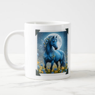 Grande Tasse Chevaux de Lune Fantastiques Bleus et Noirs,