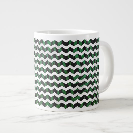 Grande Tasse Chevron Zebra noir et vert (Devant droit)