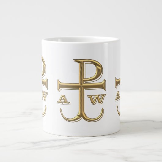 Grande Tasse Chi-Rho en or "3-D" avec Ancre (Devant)
