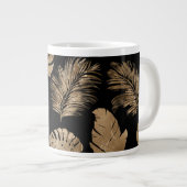Grande Tasse Chic Black Gold Tropical Feuilles (Devant droit)