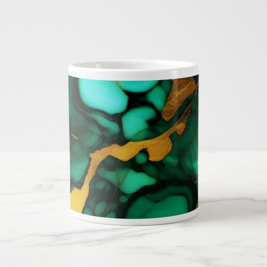 Grande Tasse Chic Elegant vert foncé jaune Faux Marble (Devant)