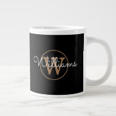 Grande Tasse Chic Script Gold Monogramme Noir Personnalisé (Droite)