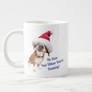 Grande Tasse Chien avec un grand chapeau de Père Noël