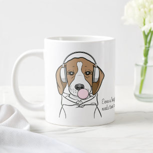 Grande Tasse Chien Beagle mignon et drôle avec du Bubble Gum dé