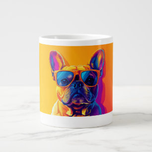 Grande Tasse Chien bouledogue français cool avec des lunettes d