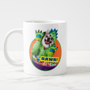 Grande Tasse Chien en en costume de dinosaure