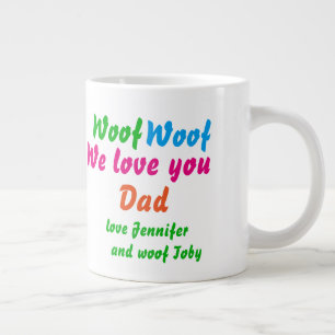 Grande Tasse Chien Papa Cool Woof Woof Je t'aime Papa Noms