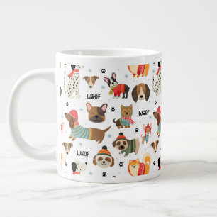 Grande Tasse Chiens de fête dans le Motif de Sweaters de vacanc