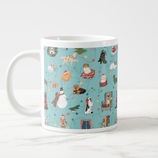 Grande Tasse Chiens de Fêtes en Motif de pulls de Noël (Gauche)