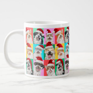 Grande Tasse Chiens et chats avec la barbe du Père Noël