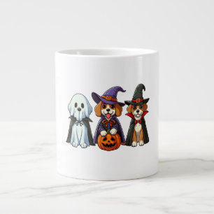 Grande Tasse Chiens mignons comme fantôme, sorcière et vampire