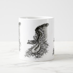 Grande Tasse Chine Dragon, noir et blanc Design en Tattoostyl
