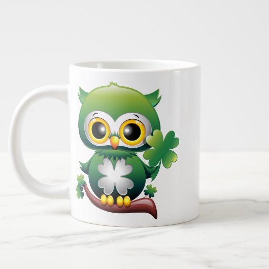 Grande Tasse Chouette bébé mignon St Patrick dessin animé (Gauche)