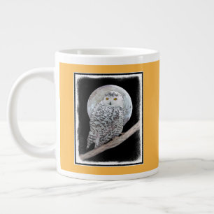 Grande Tasse Chouette harfang et peinture de lune - Art d'oisea