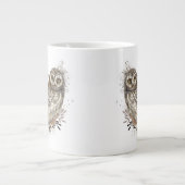 Grande Tasse Chouette mignonne, Aquarelle Oiseau Nature Texte p (Devant)