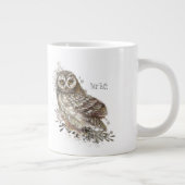 Grande Tasse Chouette mignonne, Aquarelle Oiseau Nature Texte p (Droite)