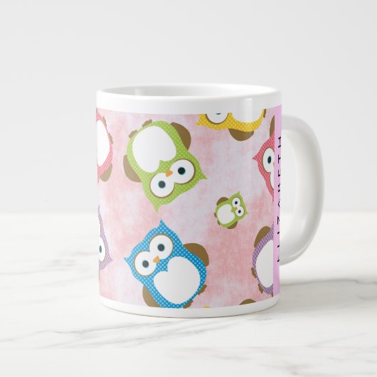 Grande Tasse Chouettes mignonnes, Chouette Motif, Chouettes col (Devant droit)