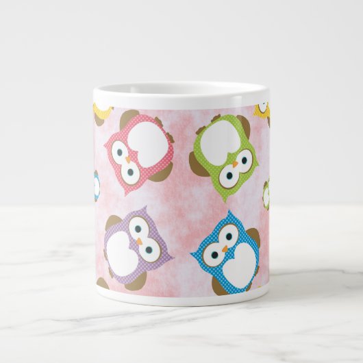 Grande Tasse Chouettes mignonnes, Chouette Motif, Chouettes col (Devant)