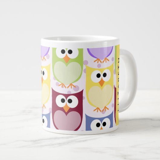 Grande Tasse Chouettes mignonnes, Chouette Motif, Chouettes col (Devant droit)