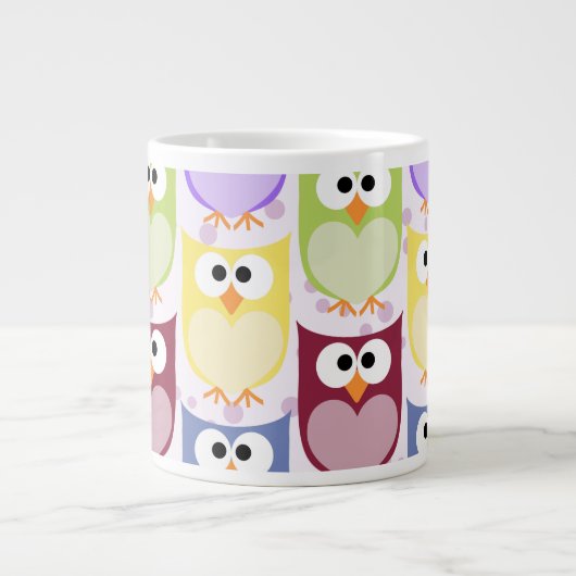 Grande Tasse Chouettes mignonnes, Chouette Motif, Chouettes col (Devant)