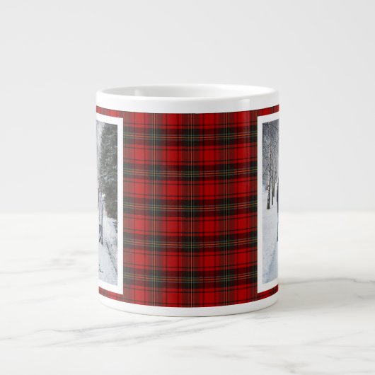 Grande Tasse Christmas Gift 2 Photo Trendy Red Plaid Rustic (Devant)
