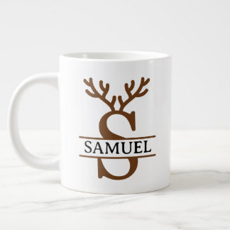 Grande Tasse Christmas Reindeer holiday Mug, Custom winter 