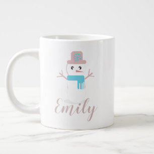 Grande Tasse Christmas Snowman Pastel Nom rose