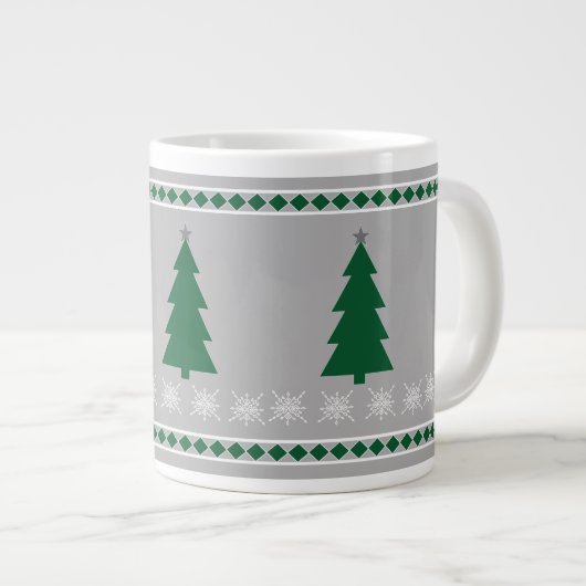Grande Tasse Christmas Tree and Snowflakes Pattern, (Devant droit)