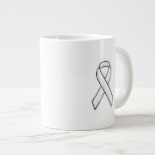 Grande Tasse Chrome Style White Ribbon Awareness
