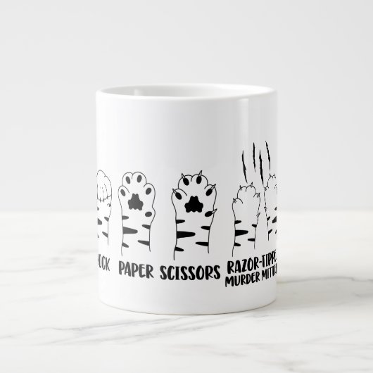 Grande Tasse Ciseaux de papier rocheux Razor Cat amusant (Devant)