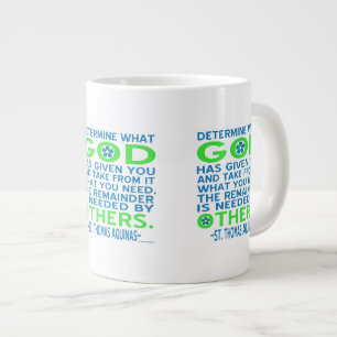 Grande Tasse Citation de St. Thomas d'Aquin en bleu et vert