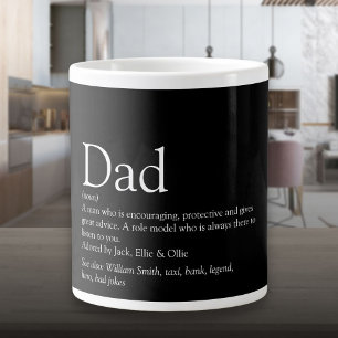 Grande Tasse Citation drôle de définition de papa en noir et bl