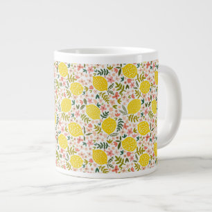 Grande Tasse Citrons jaunes mignons Floral rose moderne