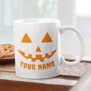 Grande Tasse Citrouille orange personnalisé Halloween Votre Nom