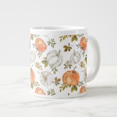 Grande Tasse Citrouilles d'aquarelle et Motif d'automne de feui (Devant droit)